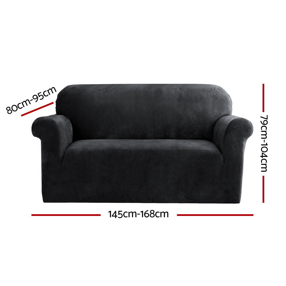 Artiss Velvet Sofa Cover Plush Couch Cover Lounge Slipcover 2 Seater Black Tristar Online
