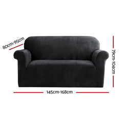 Artiss Velvet Sofa Cover Plush Couch Cover Lounge Slipcover 2 Seater Black Tristar Online