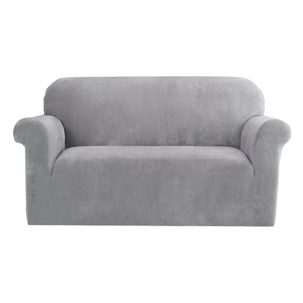 Artiss Velvet Sofa Cover Plush Couch Cover Lounge Slipcover 2 Seater Grey Tristar Online