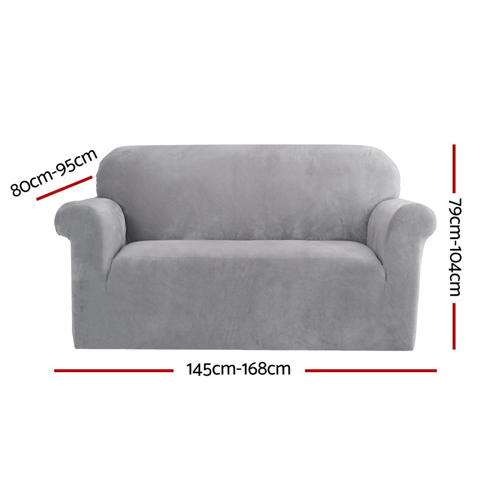 Artiss Velvet Sofa Cover Plush Couch Cover Lounge Slipcover 2 Seater Grey Tristar Online