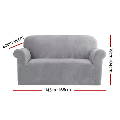 Artiss Velvet Sofa Cover Plush Couch Cover Lounge Slipcover 2 Seater Grey Tristar Online