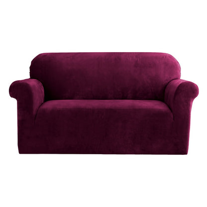 Artiss Velvet Sofa Cover Plush Couch Cover Lounge Slipcover 2 Seater Ruby Red Tristar Online