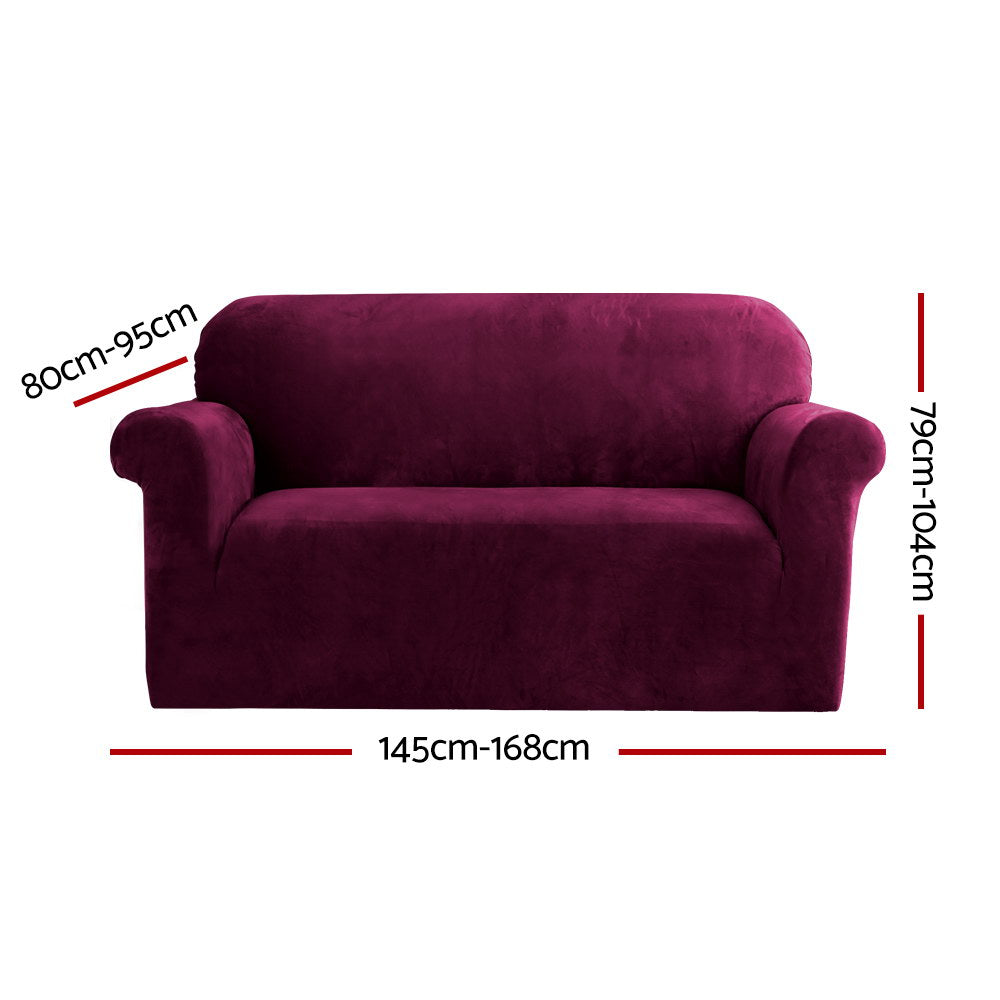 Artiss Velvet Sofa Cover Plush Couch Cover Lounge Slipcover 2 Seater Ruby Red Tristar Online