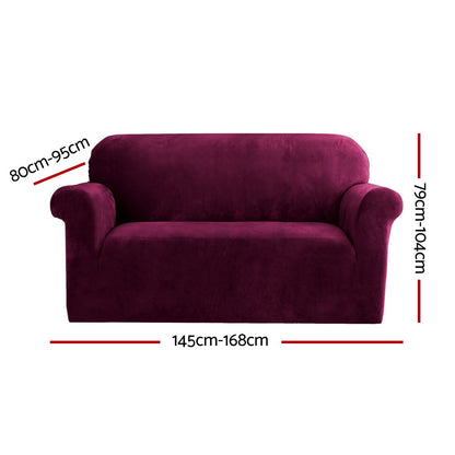 Artiss Velvet Sofa Cover Plush Couch Cover Lounge Slipcover 2 Seater Ruby Red Tristar Online