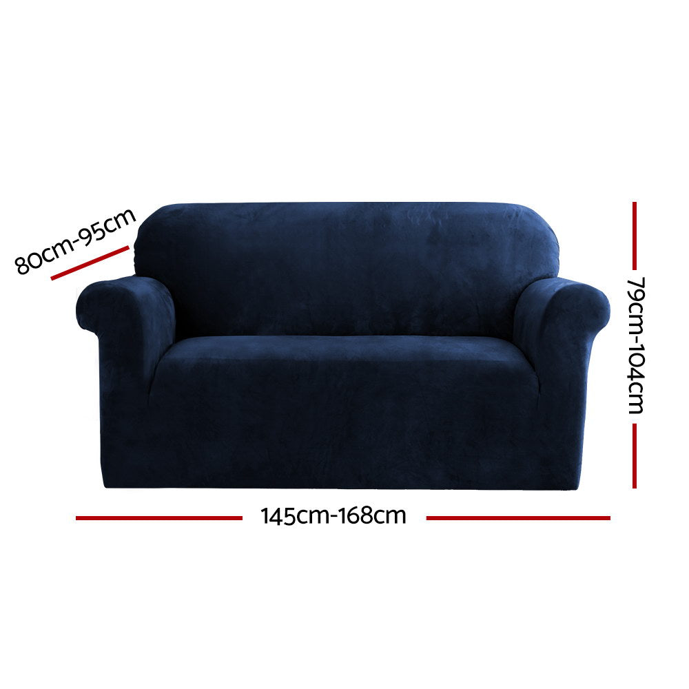 Artiss Velvet Sofa Cover Plush Couch Cover Lounge Slipcover 2 Seater Sapphire Tristar Online