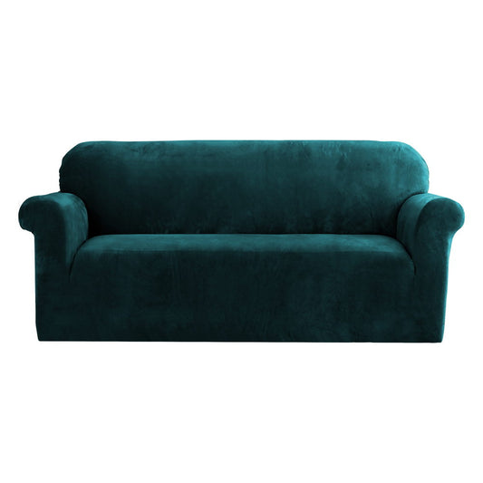 Artiss Velvet Sofa Cover Plush Couch Cover Lounge Slipcover 3 Seater Agate Green Tristar Online