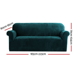 Artiss Velvet Sofa Cover Plush Couch Cover Lounge Slipcover 3 Seater Agate Green Tristar Online