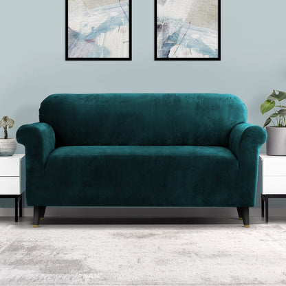 Artiss Velvet Sofa Cover Plush Couch Cover Lounge Slipcover 3 Seater Agate Green Tristar Online