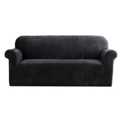 Artiss Velvet Sofa Cover Plush Couch Cover Lounge Slipcover 3 Seater Black Tristar Online