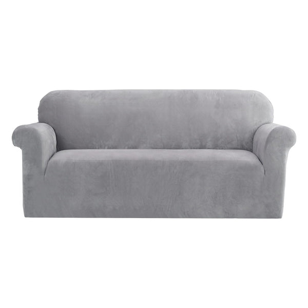 Artiss Velvet Sofa Cover Plush Couch Cover Lounge Slipcover 3 Seater Grey Tristar Online