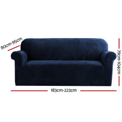 Artiss Velvet Sofa Cover Plush Couch Cover Lounge Slipcover 3 Seater Sapphire Tristar Online