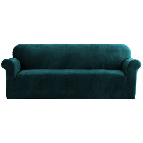 Artiss Velvet Sofa Cover Plush Couch Cover Lounge Slipcover 4 Seater Agate Green Tristar Online