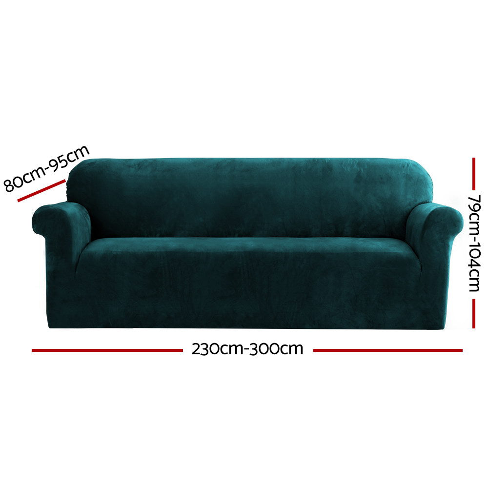 Artiss Velvet Sofa Cover Plush Couch Cover Lounge Slipcover 4 Seater Agate Green Tristar Online