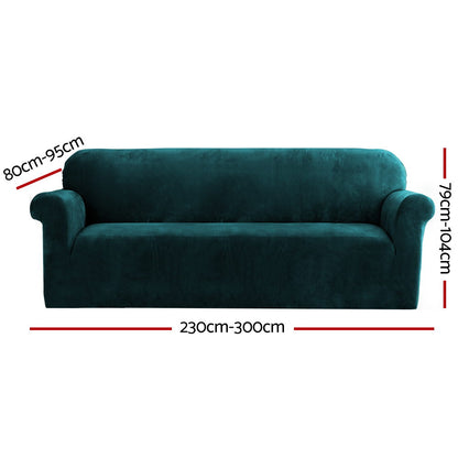 Artiss Velvet Sofa Cover Plush Couch Cover Lounge Slipcover 4 Seater Agate Green Tristar Online