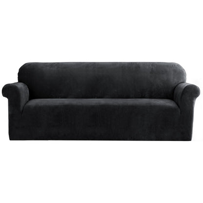 Artiss Velvet Sofa Cover Plush Couch Cover Lounge Slipcover 4 Seater Black Tristar Online