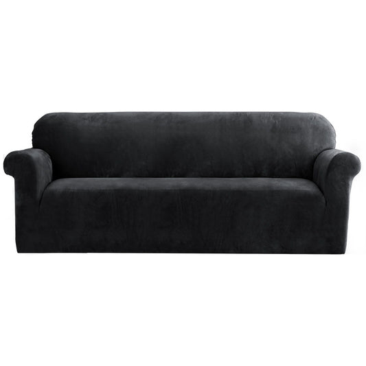 Artiss Velvet Sofa Cover Plush Couch Cover Lounge Slipcover 4 Seater Black Tristar Online