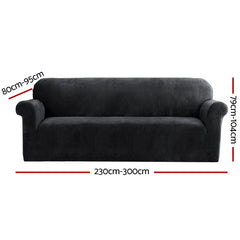 Artiss Velvet Sofa Cover Plush Couch Cover Lounge Slipcover 4 Seater Black Tristar Online