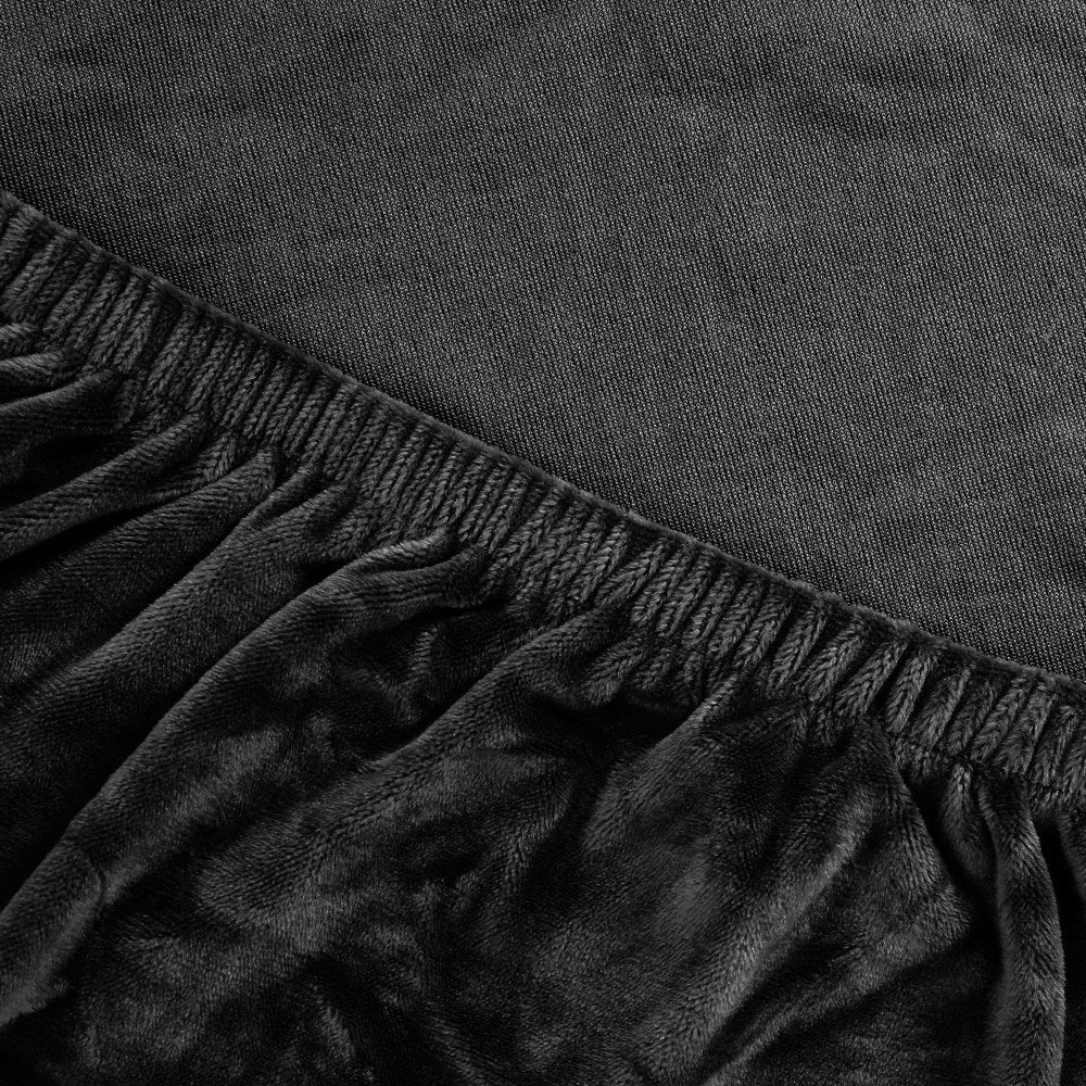 Artiss Velvet Sofa Cover Plush Couch Cover Lounge Slipcover 4 Seater Black Tristar Online