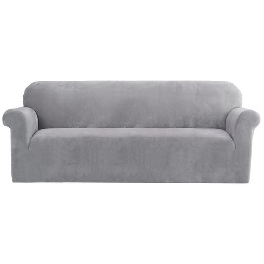 Artiss Velvet Sofa Cover Plush Couch Cover Lounge Slipcover 4 Seater Grey Tristar Online