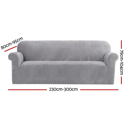 Artiss Velvet Sofa Cover Plush Couch Cover Lounge Slipcover 4 Seater Grey Tristar Online
