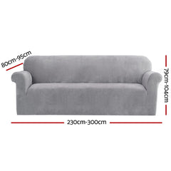 Artiss Velvet Sofa Cover Plush Couch Cover Lounge Slipcover 4 Seater Grey Tristar Online