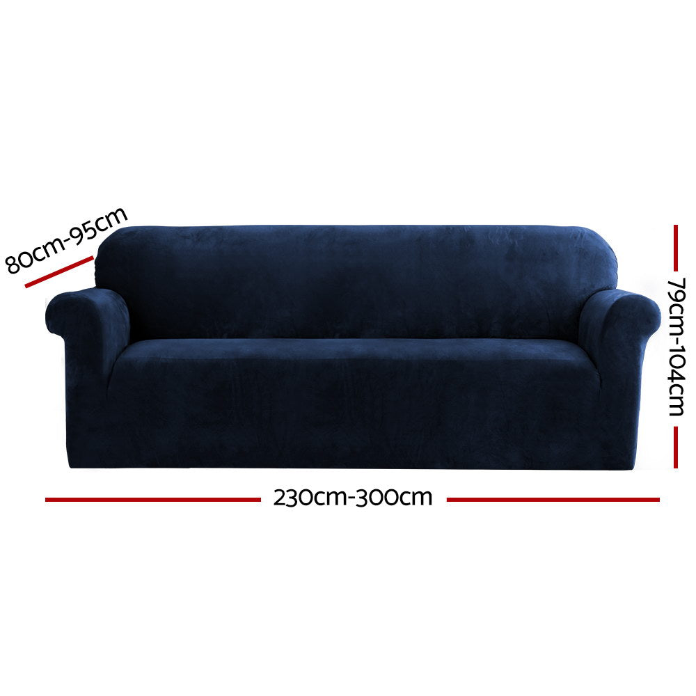 Artiss Velvet Sofa Cover Plush Couch Cover Lounge Slipcover 4 Seater Sapphire Tristar Online