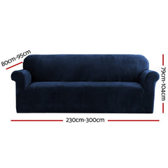 Artiss Velvet Sofa Cover Plush Couch Cover Lounge Slipcover 4 Seater Sapphire Tristar Online