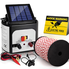 Giantz Electric Fence Energiser 8km Solar Powered Charger + 500m Polytape Rope Tristar Online
