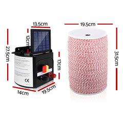 Giantz 3KM Solar Electric Fence Energiser Energizer 0.1J + 2000M Poly Fencing Wire Tape Tristar Online