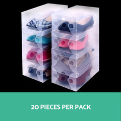 Artiss Set of 20 Clear Shoe Box Foldable Transparent Shoe Storage Stackable Case Tristar Online