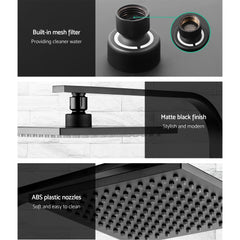 Cefito WElS 8'' Rain Shower Head Taps Square High Pressure Wall Arm DIY Black Tristar Online