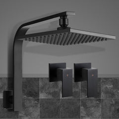 Cefito WElS 8'' Rain Shower Head Taps Square High Pressure Wall Arm DIY Black Tristar Online