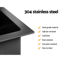 Cefito 44cm x 44cm Stainless Steel Kitchen Sink Under/Top/Flush Mount Black Tristar Online