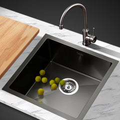 Cefito 44cm x 44cm Stainless Steel Kitchen Sink Under/Top/Flush Mount Black Tristar Online