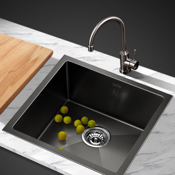 Cefito 51cm x 45cm Stainless Steel Kitchen Sink Under/Top/Flush Mount Black Tristar Online