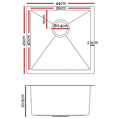 Cefito Handmade Kitchen Sink Stainless steel Sink 44cm x 45cm Tristar Online
