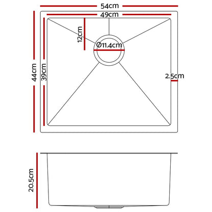 Cefito 54cm x 44cm Stainless Steel Kitchen Sink Under/Top/Flush Mount Black Tristar Online