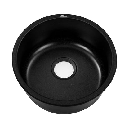 Cefito Stone Kitchen Sink Round 430MM Granite Under/Topmount Basin Bowl Laundry Black Tristar Online