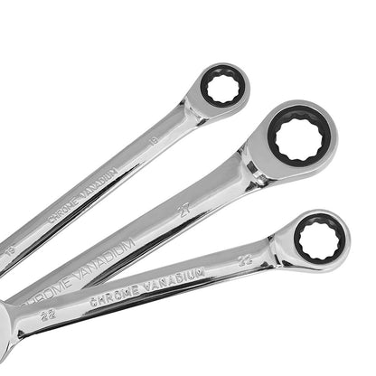 Giantz 17 PCS 6MM-30MM Ratchet Spanner Set Metric Open CR-V w/ Rolling Pouch Tristar Online