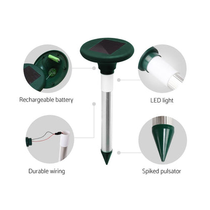 10X Solar LED Snake Repeller Multi Pulse Plus Ultrasonic Pest Rodent Repellent Tristar Online