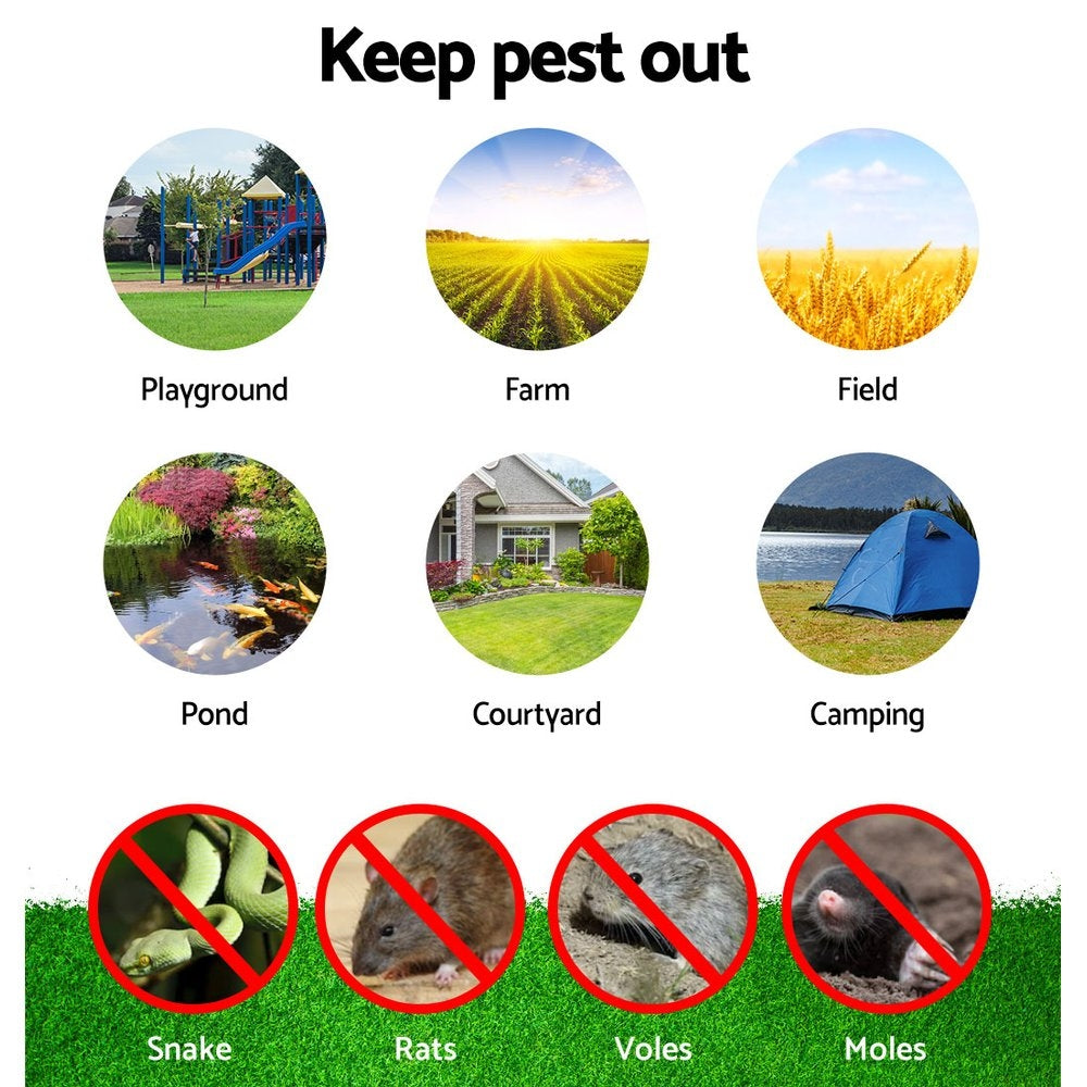 Gardeon 6X LED Solar Snake Repeller Pulse Plus Ultrasonic Pest Rodent Repellent Tristar Online