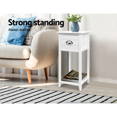 Artiss Bedside Table Nightstand Drawer Storage Cabinet Lamp Side Shelf White Tristar Online