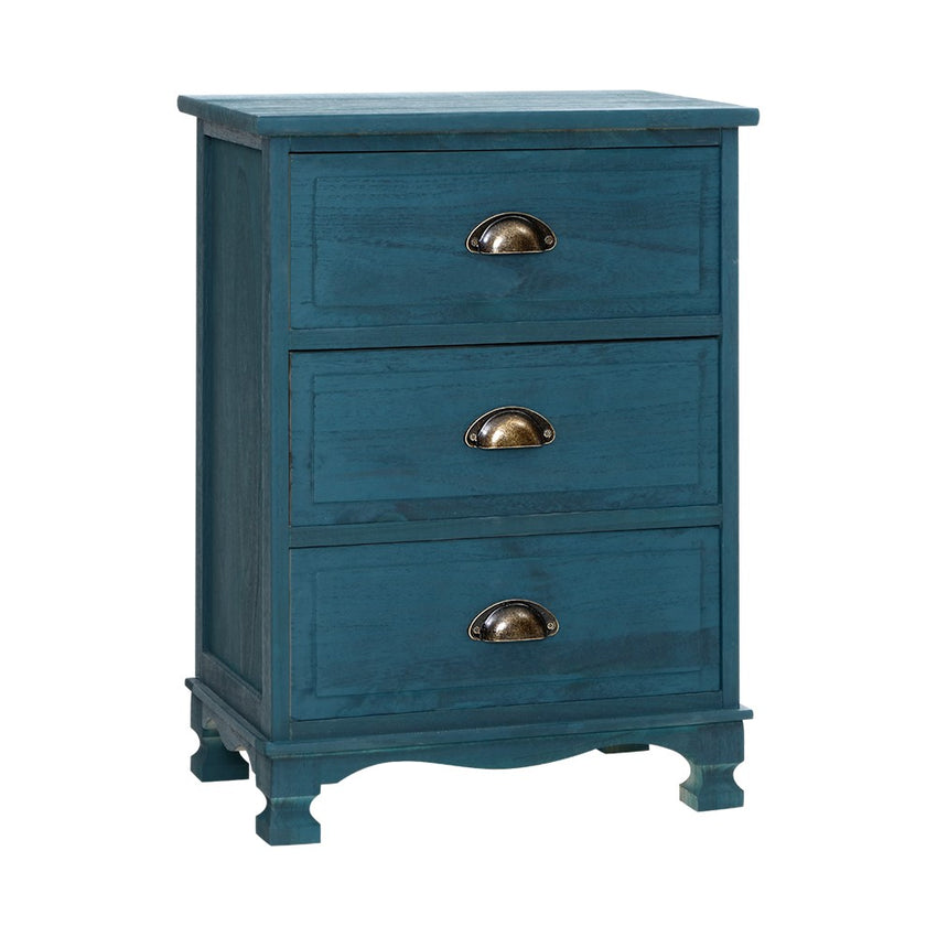 Artiss Bedside Tables Drawers Side Table Cabinet Vintage Blue Storage Nightstand Tristar Online