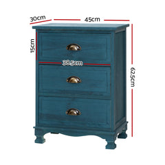 Artiss Bedside Tables Drawers Side Table Cabinet Vintage Blue Storage Nightstand Tristar Online