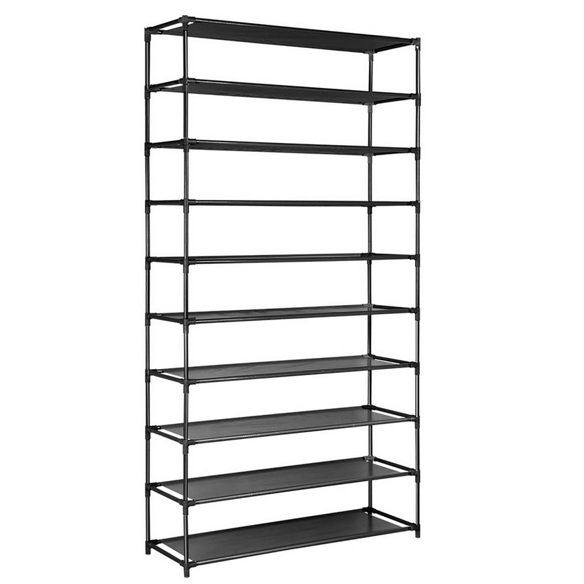 Artiss Shoe Rack 10-Tier (50 Pair) Shoes Organiser DIY Stackable Organizer Storage Shelf Stand Holder Portable Wardrobe Black Tristar Online