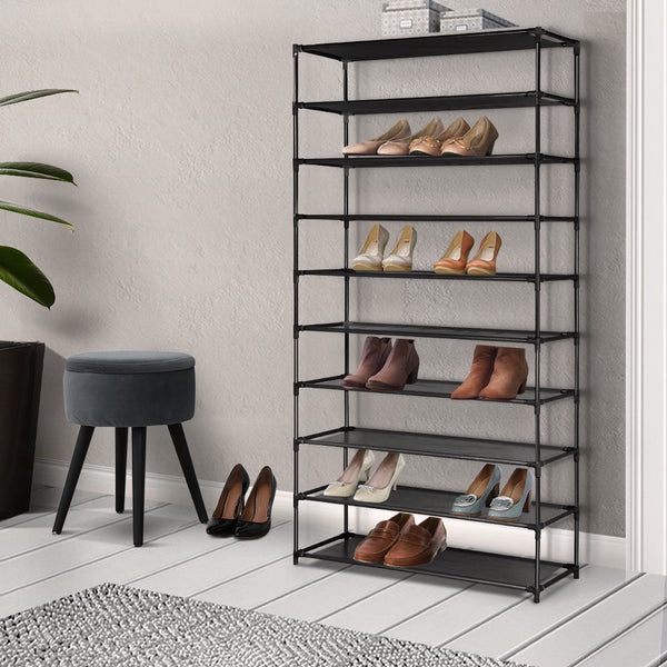 Artiss Shoe Rack 10-Tier (50 Pair) Shoes Organiser DIY Stackable Organizer Storage Shelf Stand Holder Portable Wardrobe Black Tristar Online