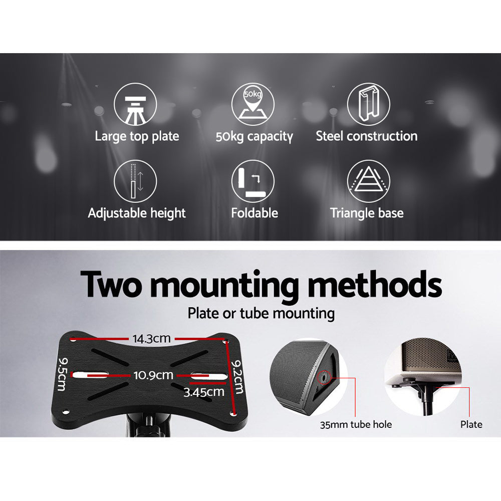 Set of 2 Adjustable 120CM Speaker Stand - Black Tristar Online