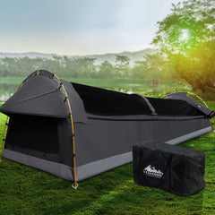 Weisshorn Camping Swags King Single Swag Canvas Tent Deluxe Dark Grey Large Tristar Online
