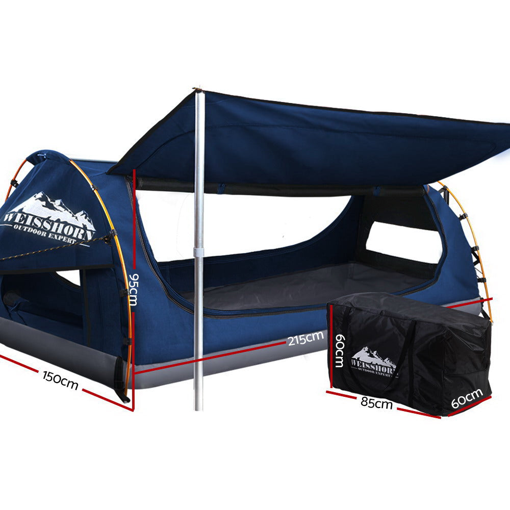 Weisshorn Double Swag Camping Swags Canvas Free Standing Dome Tent Dark Blue Tristar Online