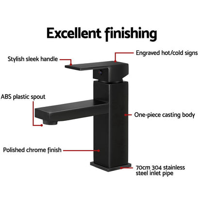 Cefito Basin Mixer Tap Faucet Bathroom Vanity Counter Top WELS Standard Brass Black Tristar Online